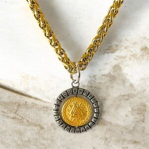 Men's 316L Surgical Stainless Steel Gold PVD Titanium Viking Pendant Necklace